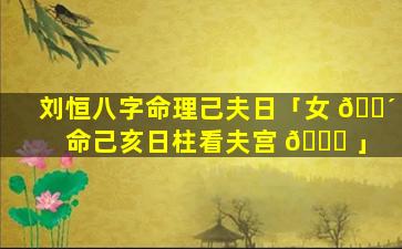 刘恒八字命理己夫日「女 🐴 命己亥日柱看夫宫 🐟 」